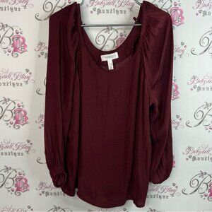 Addition Elle top blouse long sleeve wine red purple Deep Burgundy Blouse